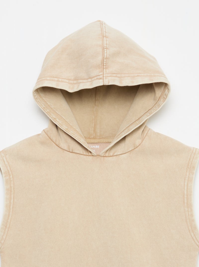 Sleeveless Hoodie Beige - Kiabi