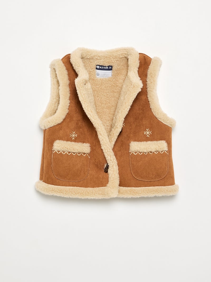 Sleeveless jacket with a sheepskin-like effect Brown - Kiabi