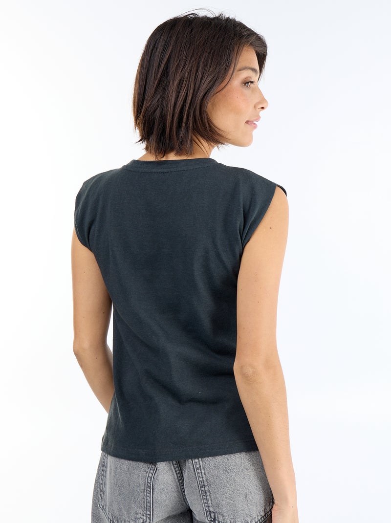 Sleeveless Jersey T-shirt Black - Kiabi