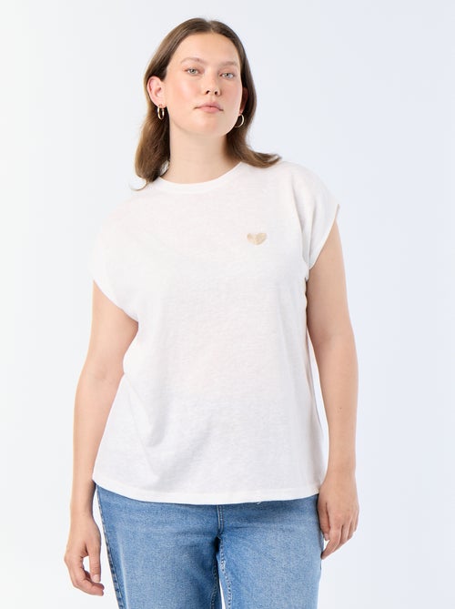 Sleeveless jersey t-shirt with small chest embroidery - Kiabi