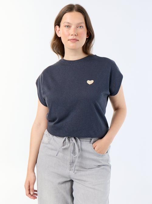 Sleeveless jersey t-shirt with small chest embroidery - Kiabi