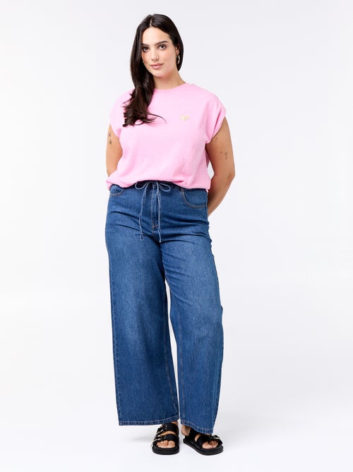 Sleeveless jersey t-shirt with small chest embroidery - Kiabi