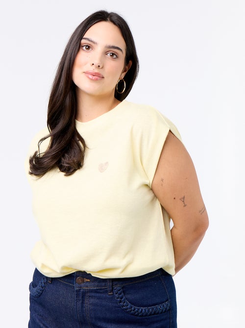 Sleeveless jersey t-shirt with small chest embroidery - Kiabi