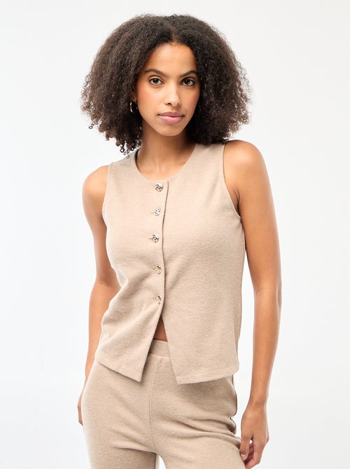 Sleeveless Knit Top with Button Detail - Kiabi