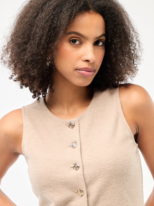 Sleeveless Knit Top with Button Detail - Kiabi
