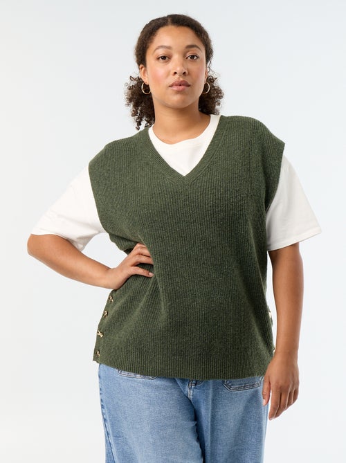 Sleeveless knit top with golden embellishments - Kiabi