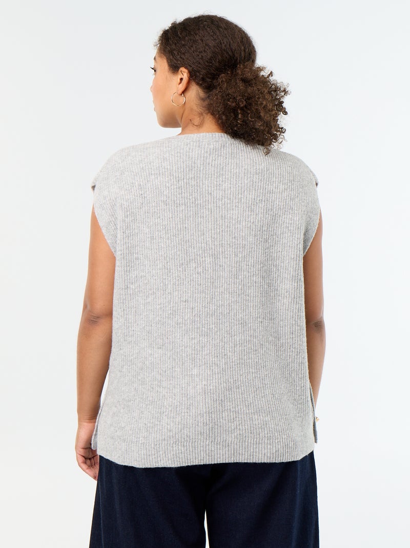 Sleeveless knit top with golden embellishments Grey - Kiabi