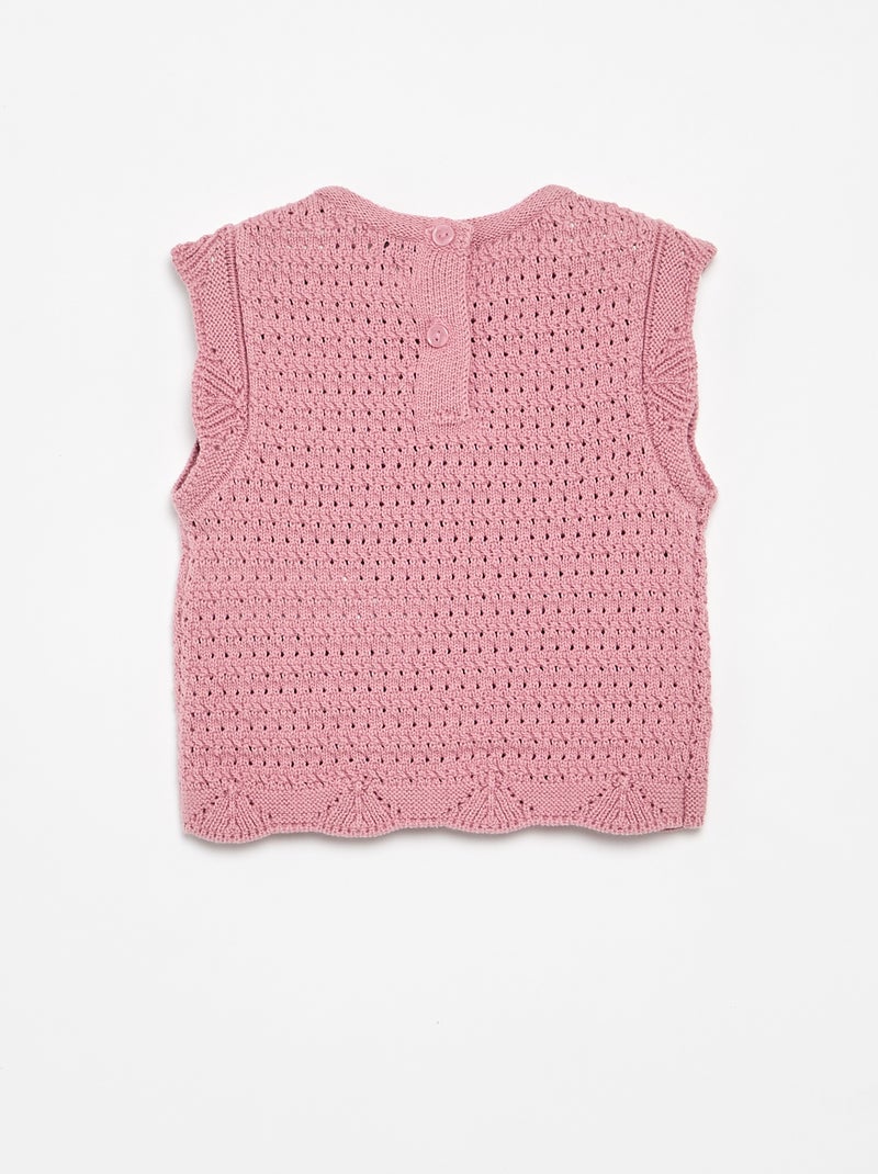 Sleeveless knitted sweater Pink - Kiabi
