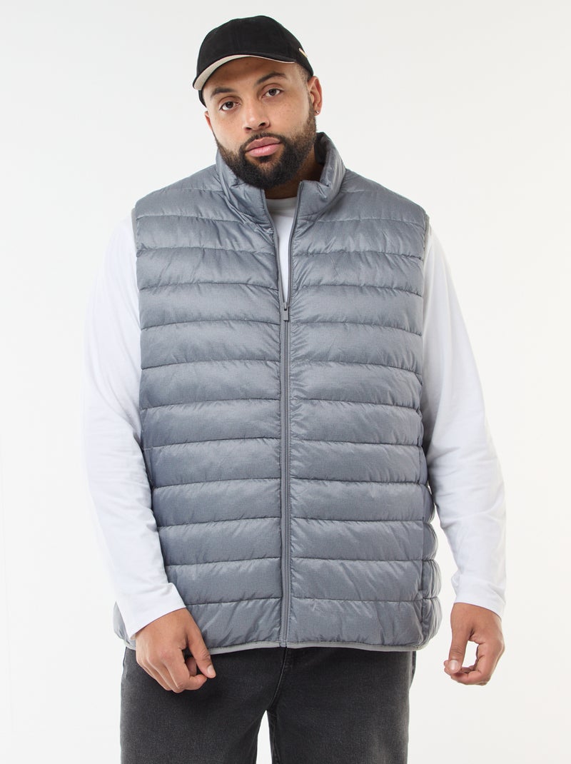 Sleeveless Light Padded Jacket with High Neck Grey - Kiabi