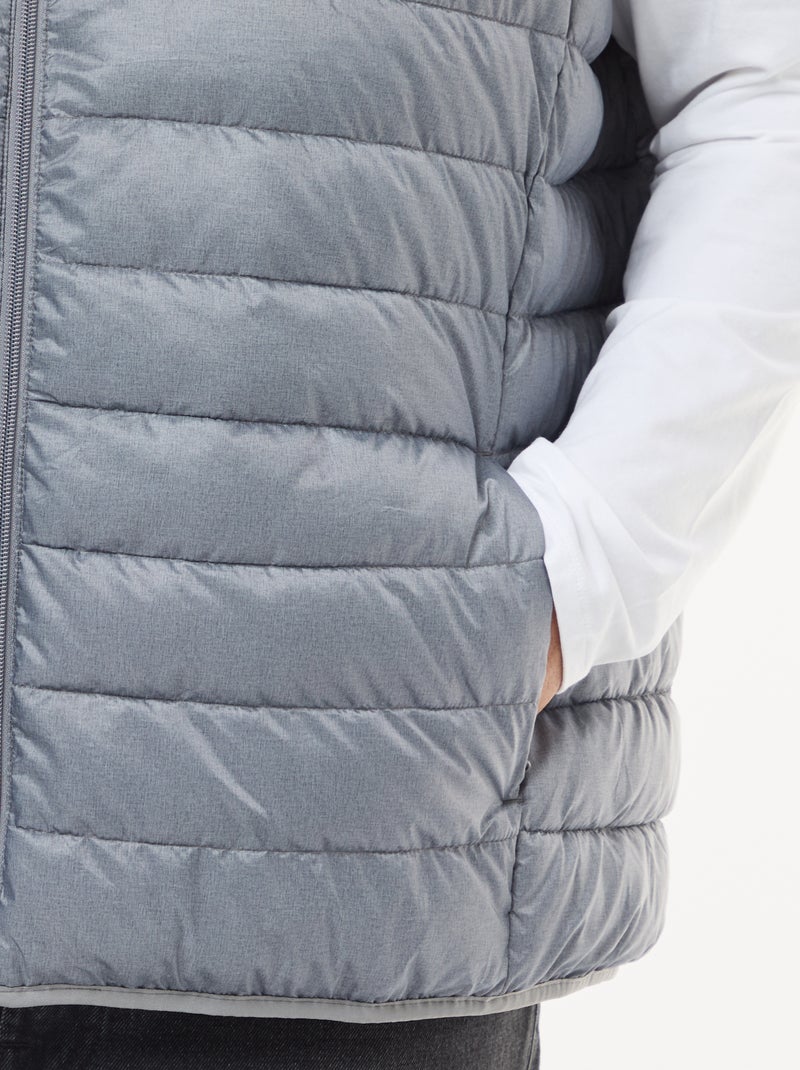 Sleeveless Light Padded Jacket with High Neck Grey - Kiabi
