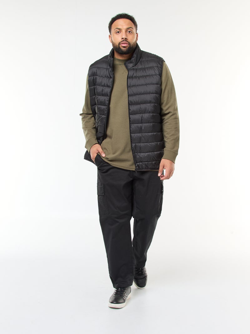 Sleeveless Light Padded Jacket with Stand-Up Collar Black - Kiabi