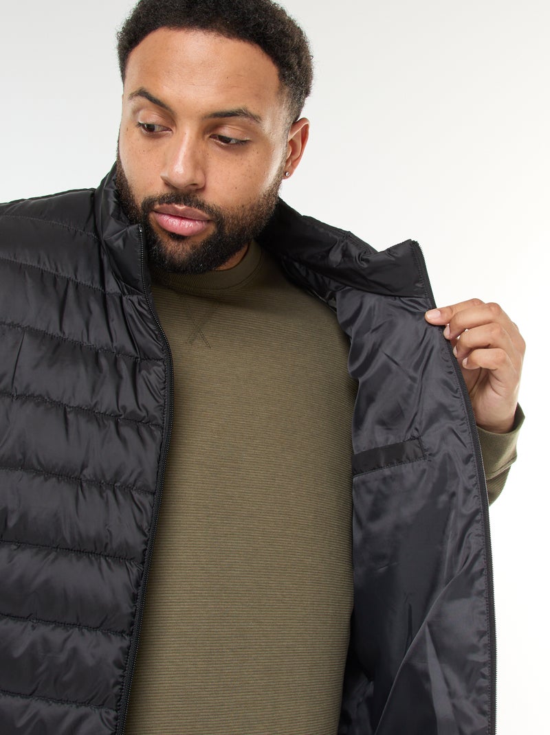 Sleeveless Light Padded Jacket with Stand-Up Collar Black - Kiabi
