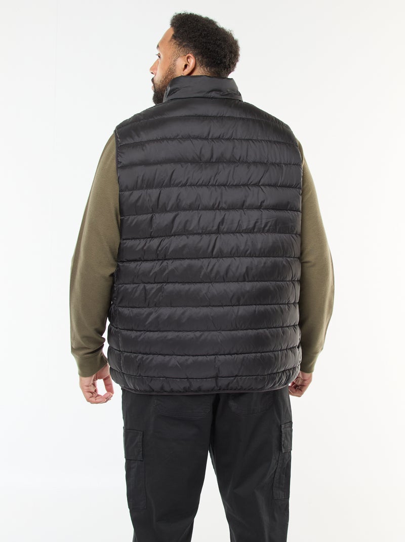 Sleeveless Light Padded Jacket with Stand-Up Collar Black - Kiabi