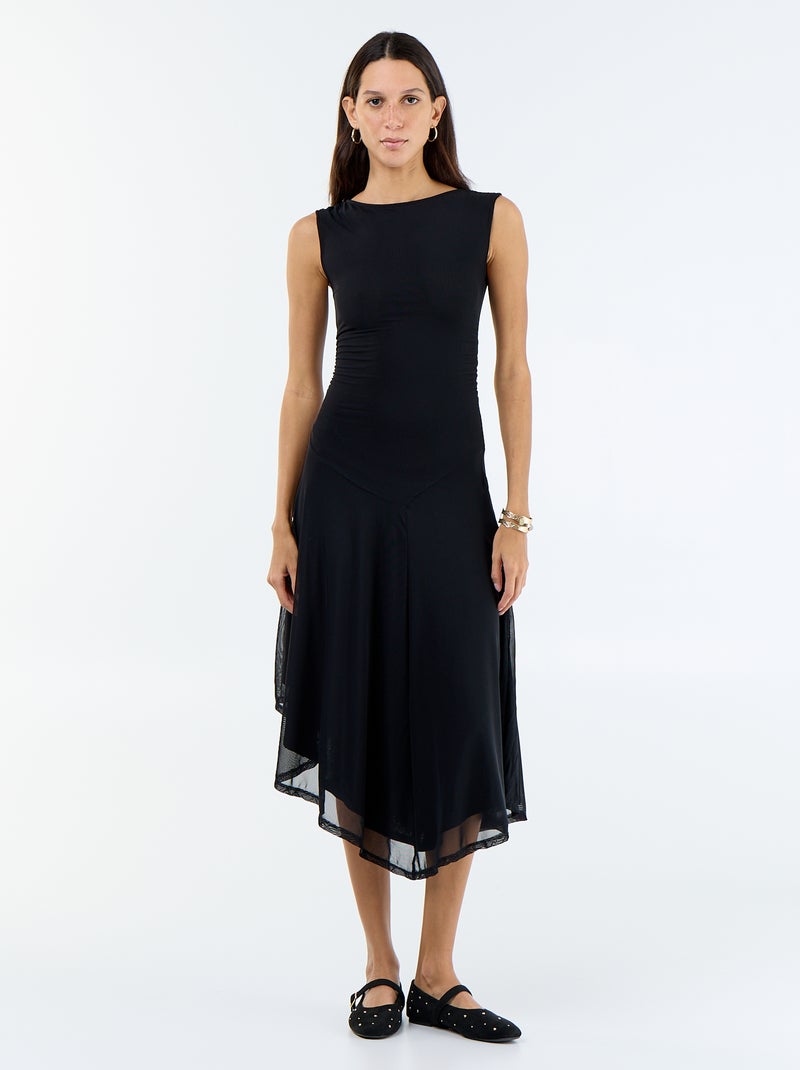 Sleeveless long dress with asymmetric hem Black - Kiabi