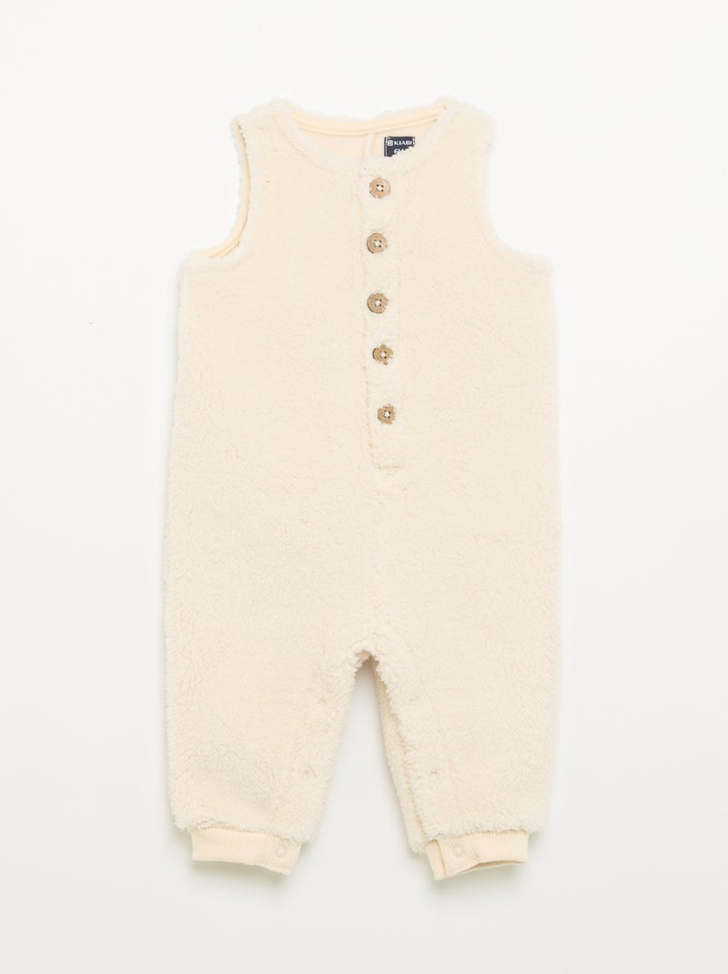 Sleeveless Long Sherpa-Effect Romper White - Kiabi