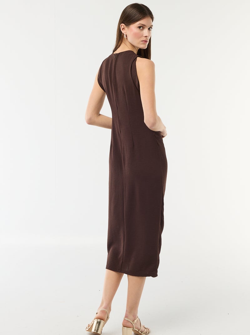 Sleeveless Maxi Dress with Draped Effect Brown - Kiabi