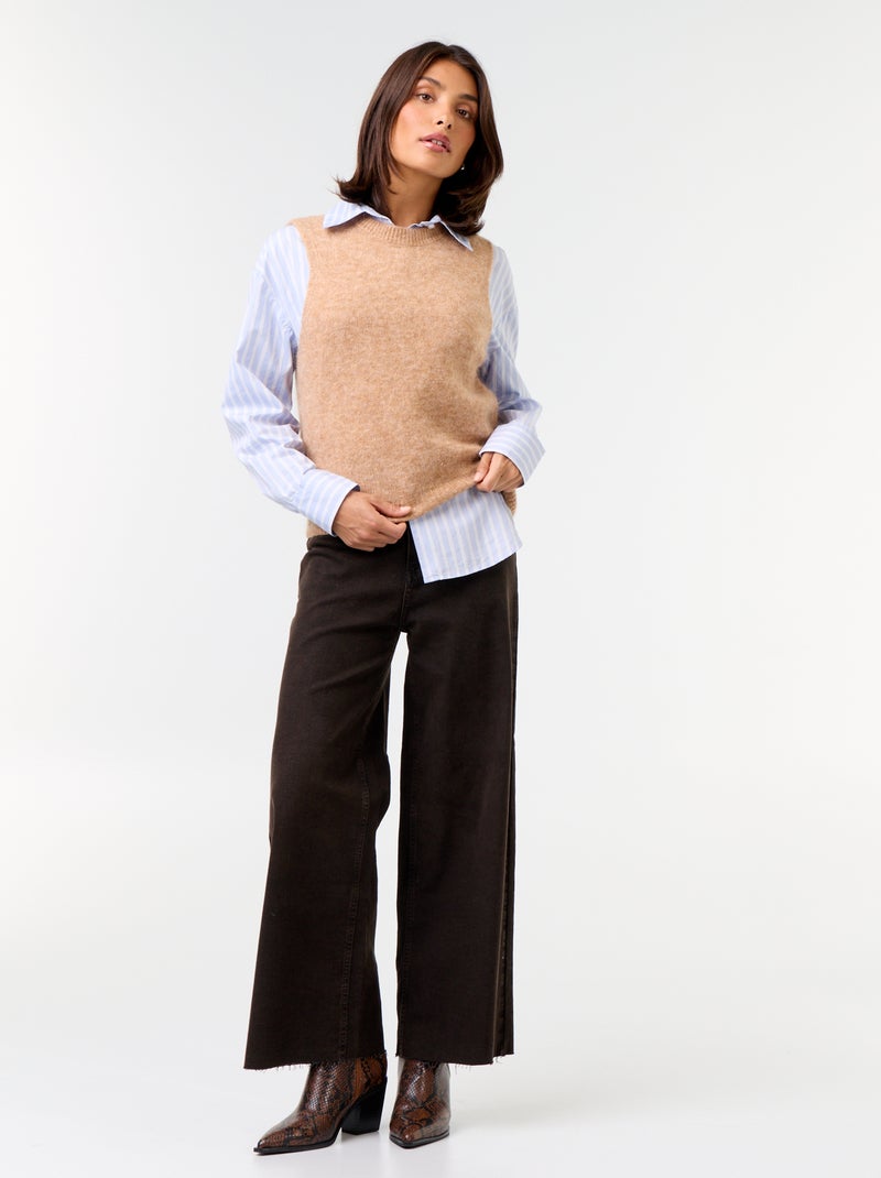 Sleeveless Mohair Jumper Beige - Kiabi