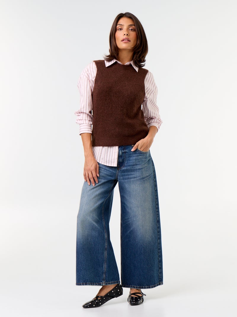 Sleeveless Mohair Jumper Brown - Kiabi