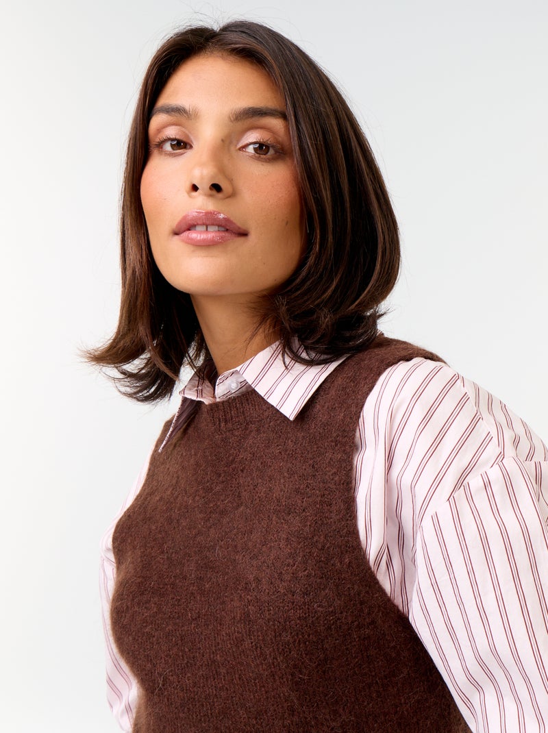 Sleeveless Mohair Jumper Brown - Kiabi