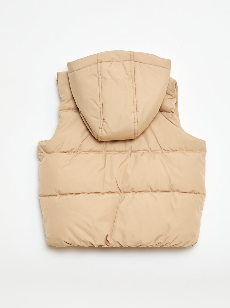 Sleeveless Padded Jacket with Hood Beige - Kiabi