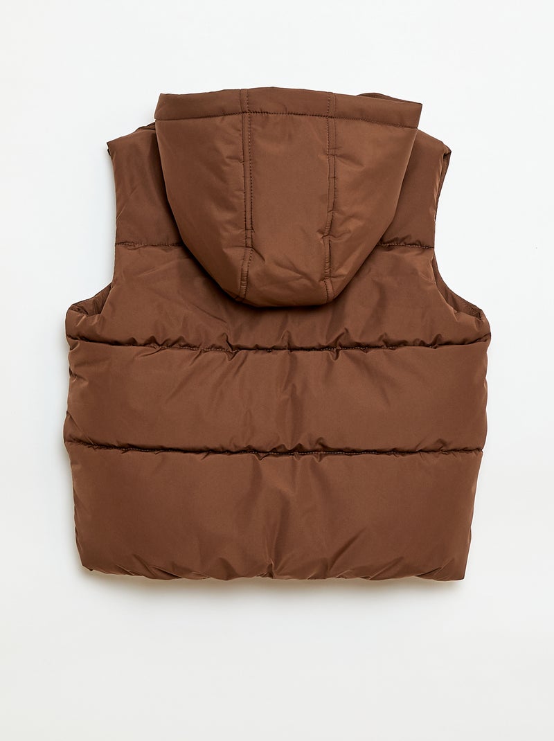Sleeveless Padded Jacket with Hood Brown - Kiabi