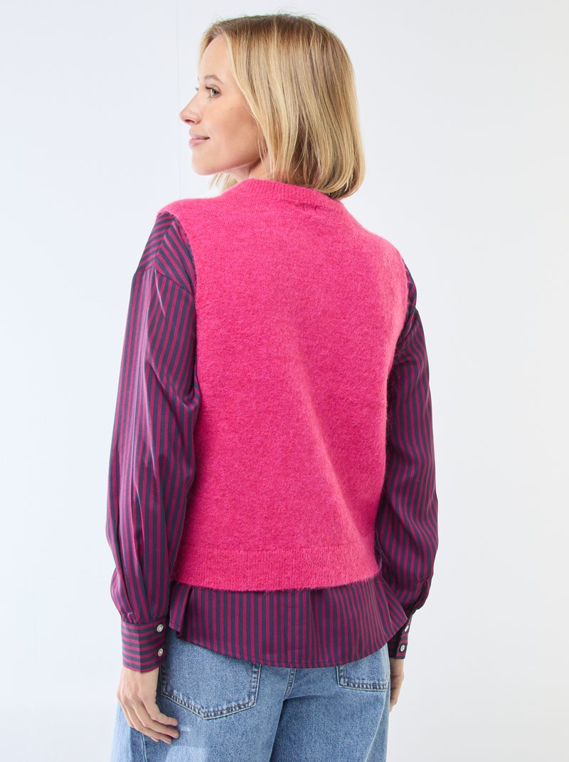 Sleeveless Plain Knit Vest Pink - Kiabi