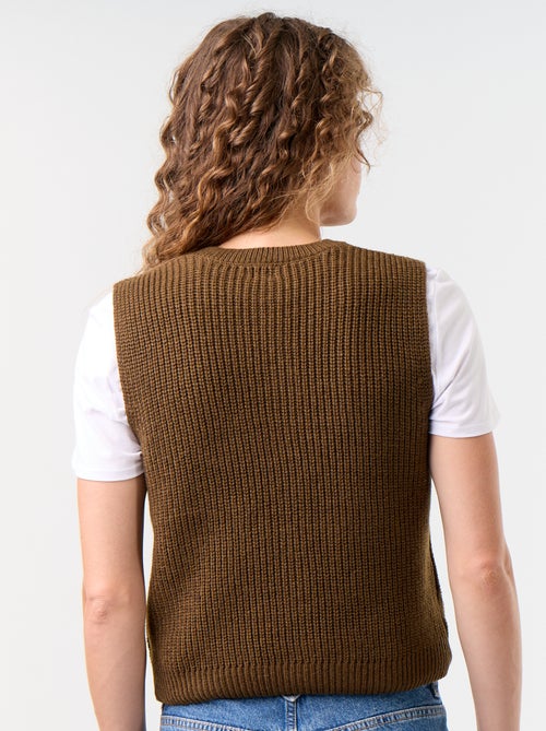 Sleeveless Round Neck Chunky Knit Vest - Kiabi