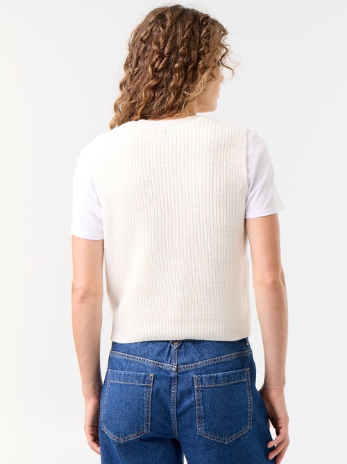 Sleeveless Round Neck Chunky Knit Vest - Kiabi
