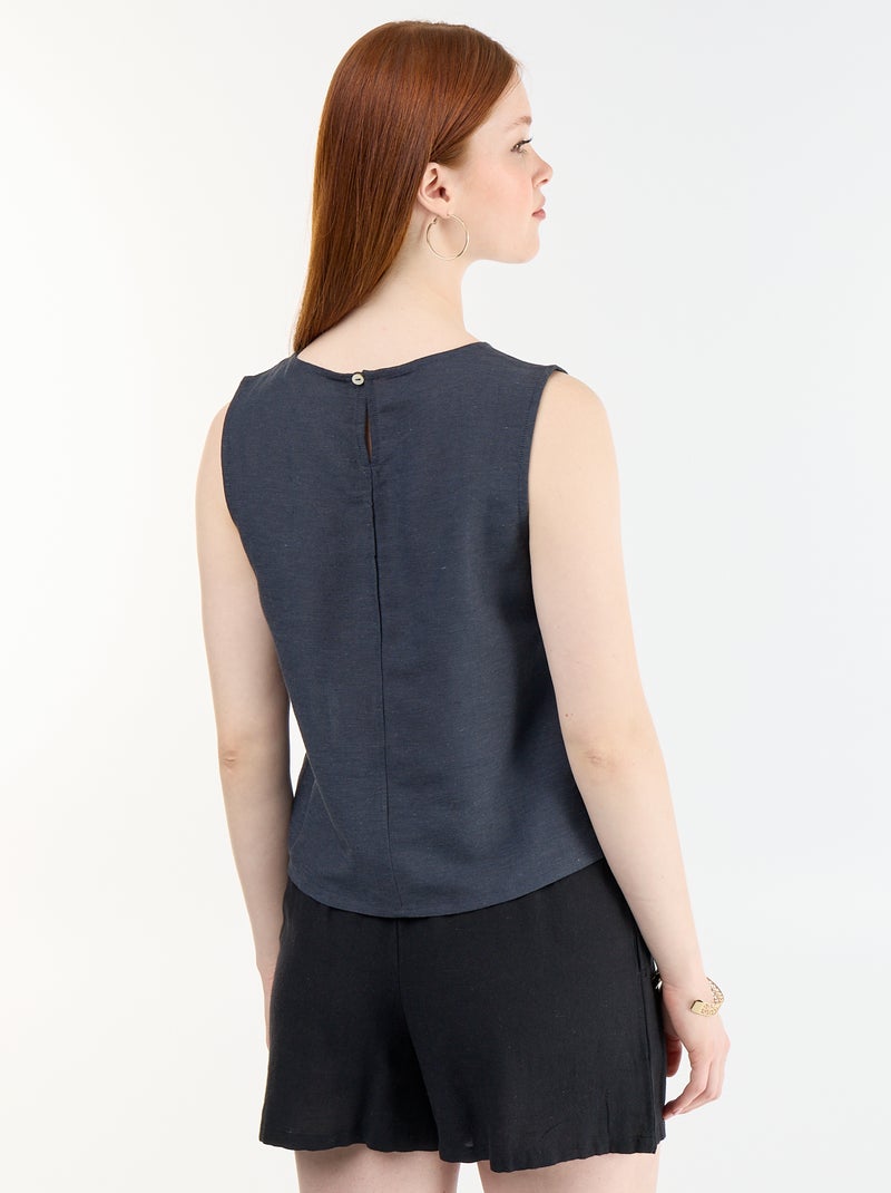 Sleeveless round neck top Blue - Kiabi