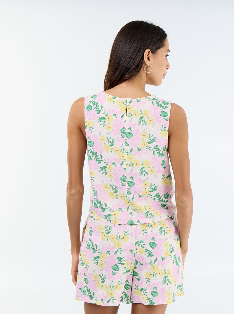 Sleeveless round neck top Pink - Kiabi