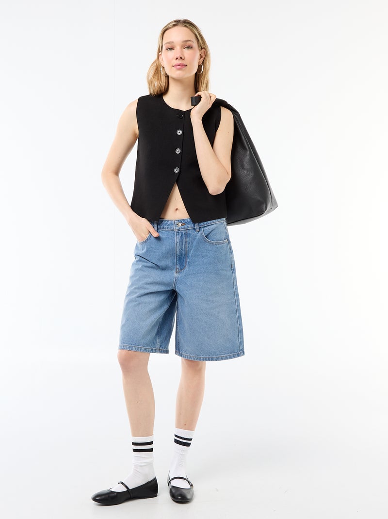Sleeveless Round Neck Vest Black - Kiabi
