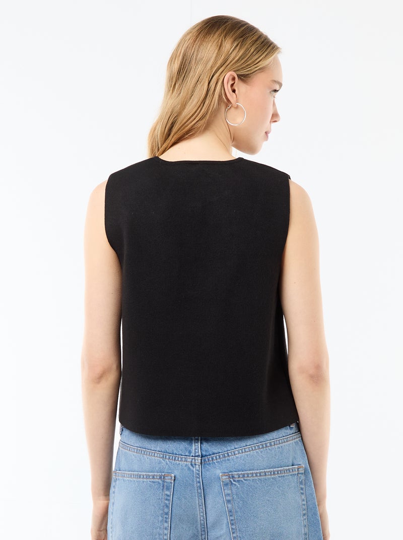 Sleeveless Round Neck Vest Black - Kiabi