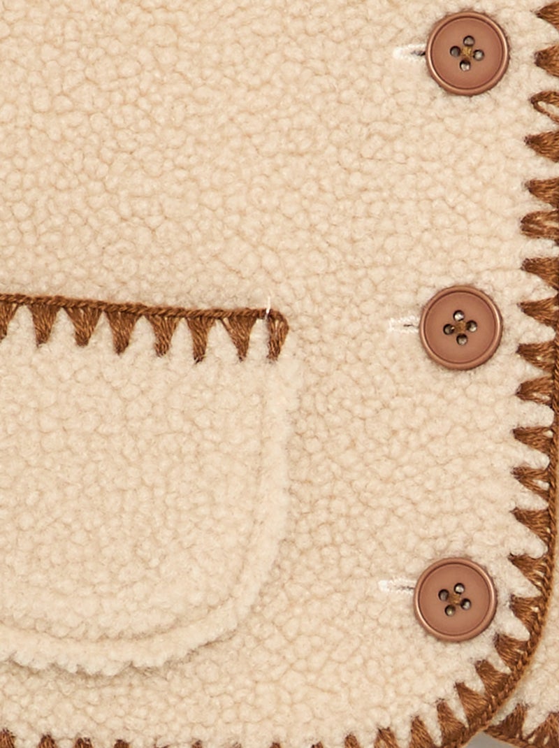 Sleeveless Sherpa-Effect Vest Beige - Kiabi