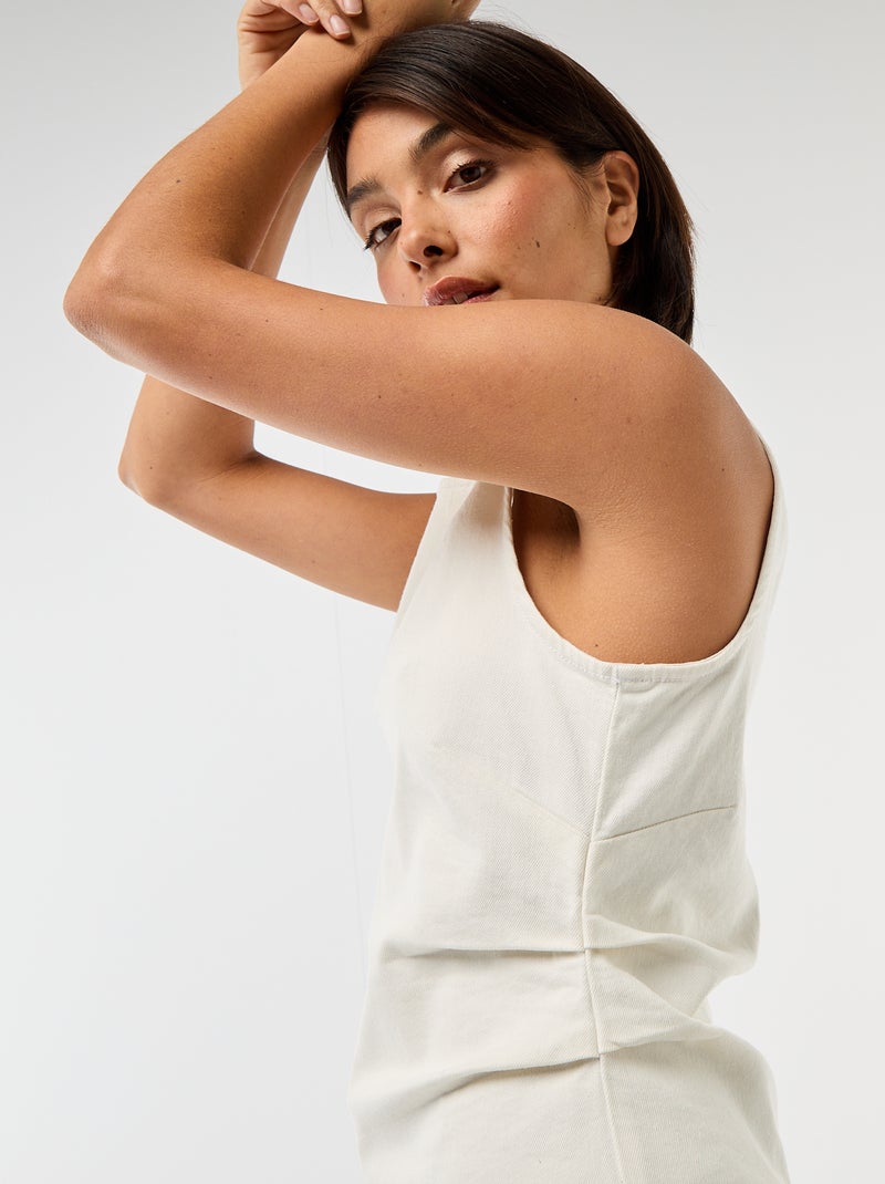 Sleeveless Short Denim Dress White - Kiabi