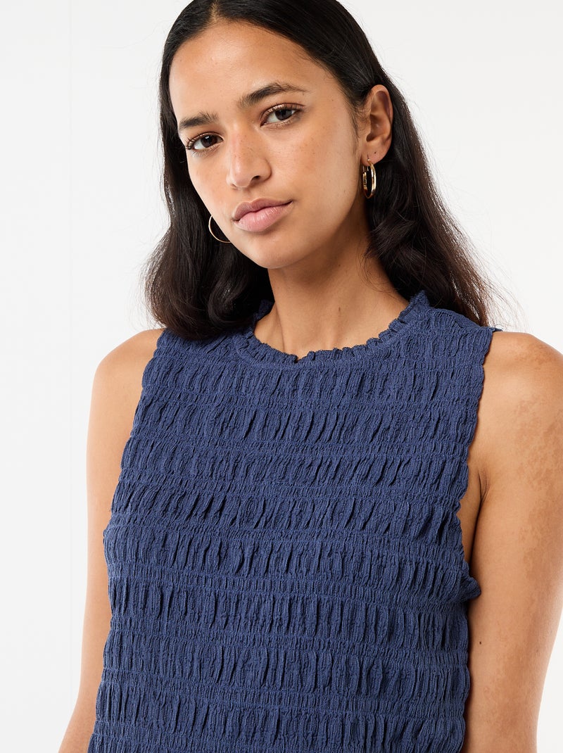 Sleeveless Smocked Top Blue - Kiabi