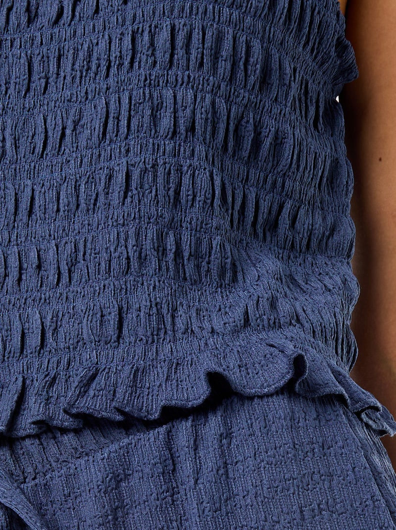 Sleeveless Smocked Top Blue - Kiabi