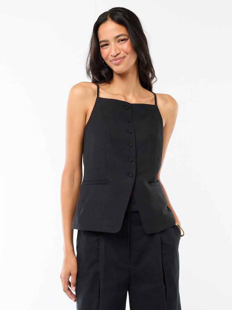 Sleeveless Strappy Vest Black - Kiabi