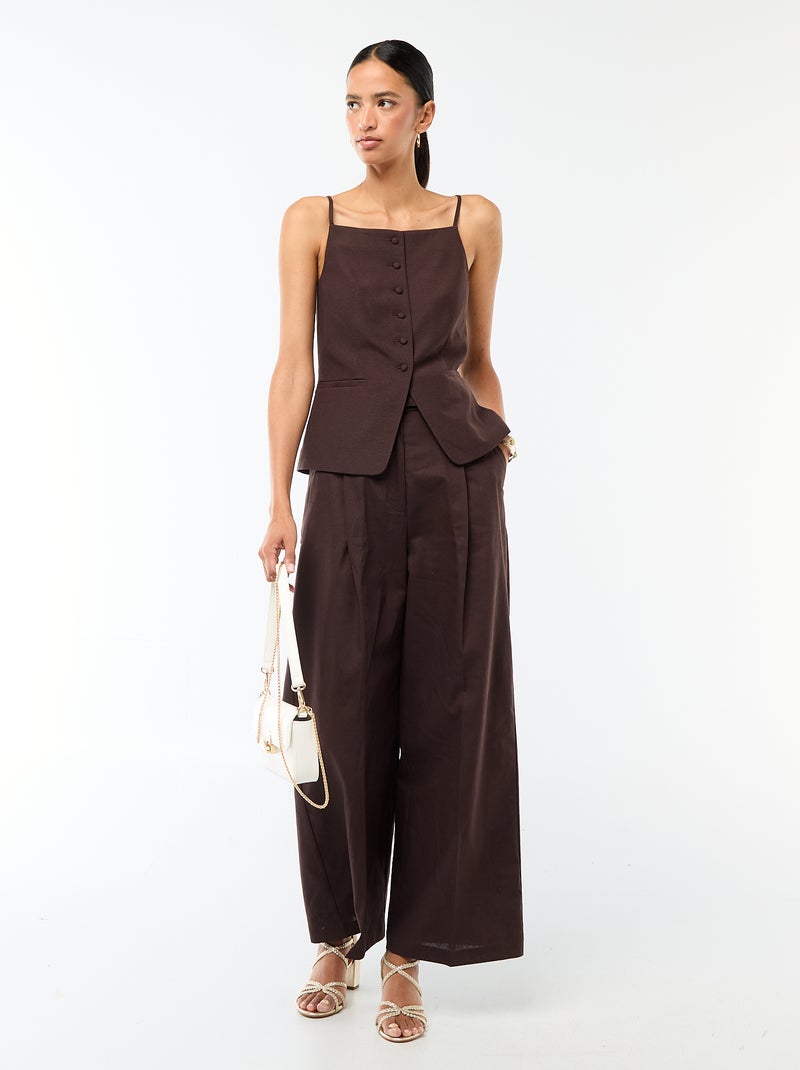 Sleeveless Strappy Vest Brown - Kiabi
