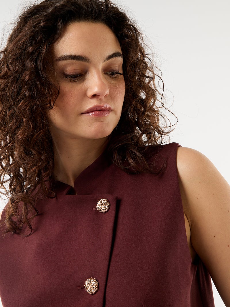 Sleeveless Suit Vest with Symmetrical Opening Brown - Kiabi