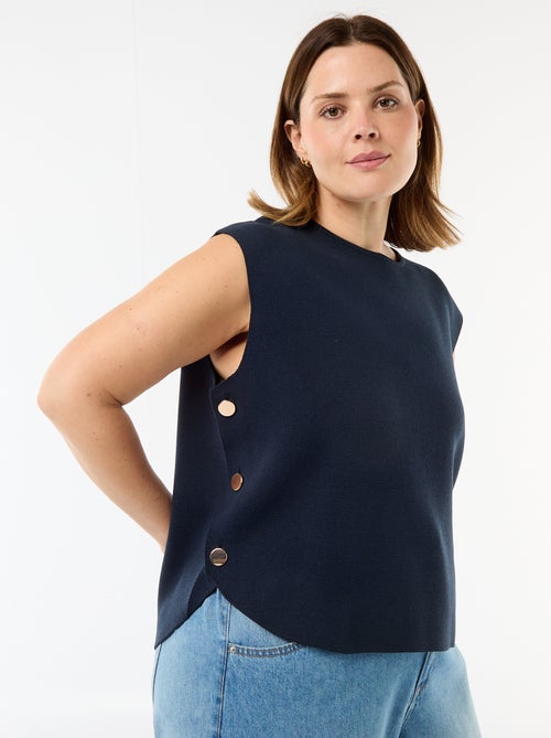 Sleeveless Sweater with Gold-Tone Side Buttons - Kiabi