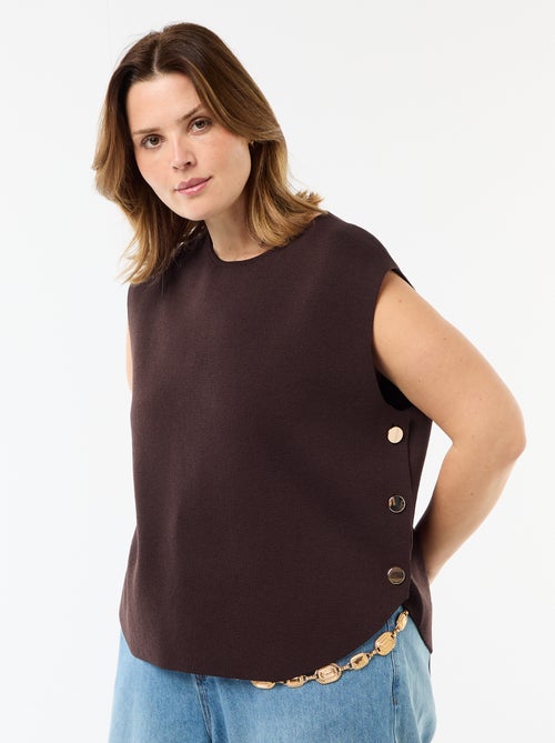 Sleeveless Sweater with Gold-Tone Side Buttons - Kiabi