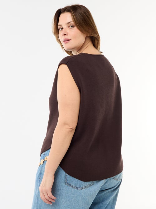 Sleeveless Sweater with Gold-Tone Side Buttons - Kiabi