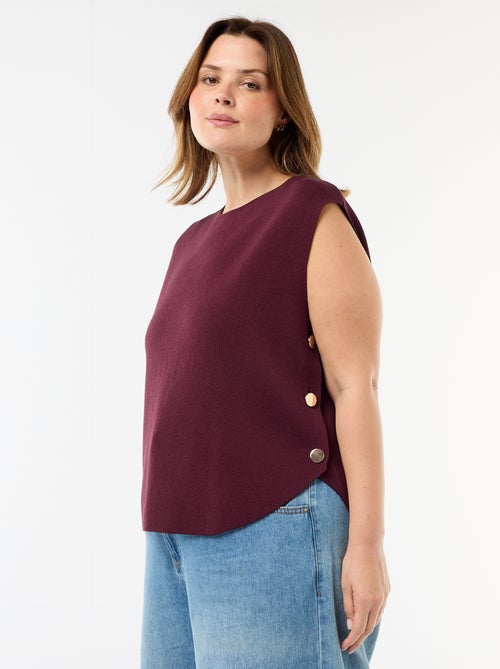 Sleeveless Sweater with Gold-Tone Side Buttons - Kiabi