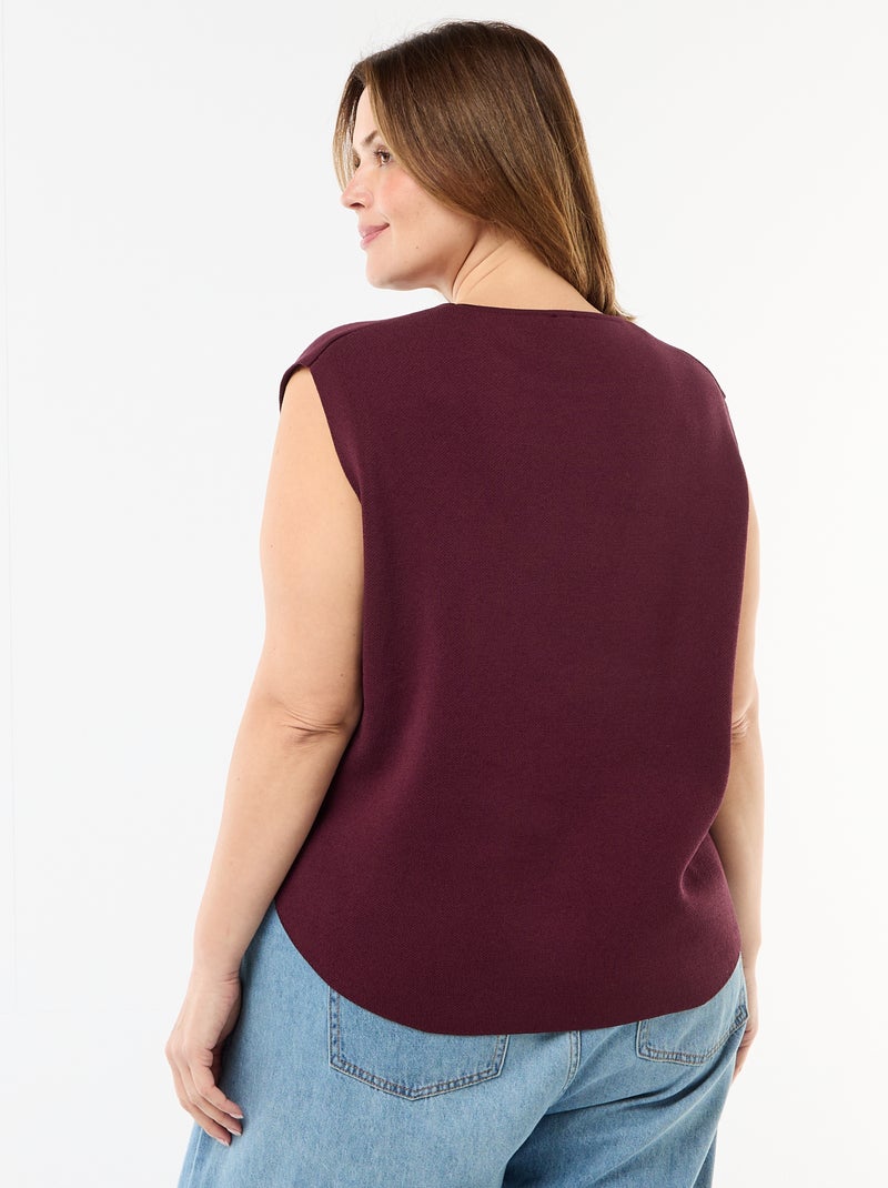 Sleeveless Sweater with Gold-Tone Side Buttons Red - Kiabi