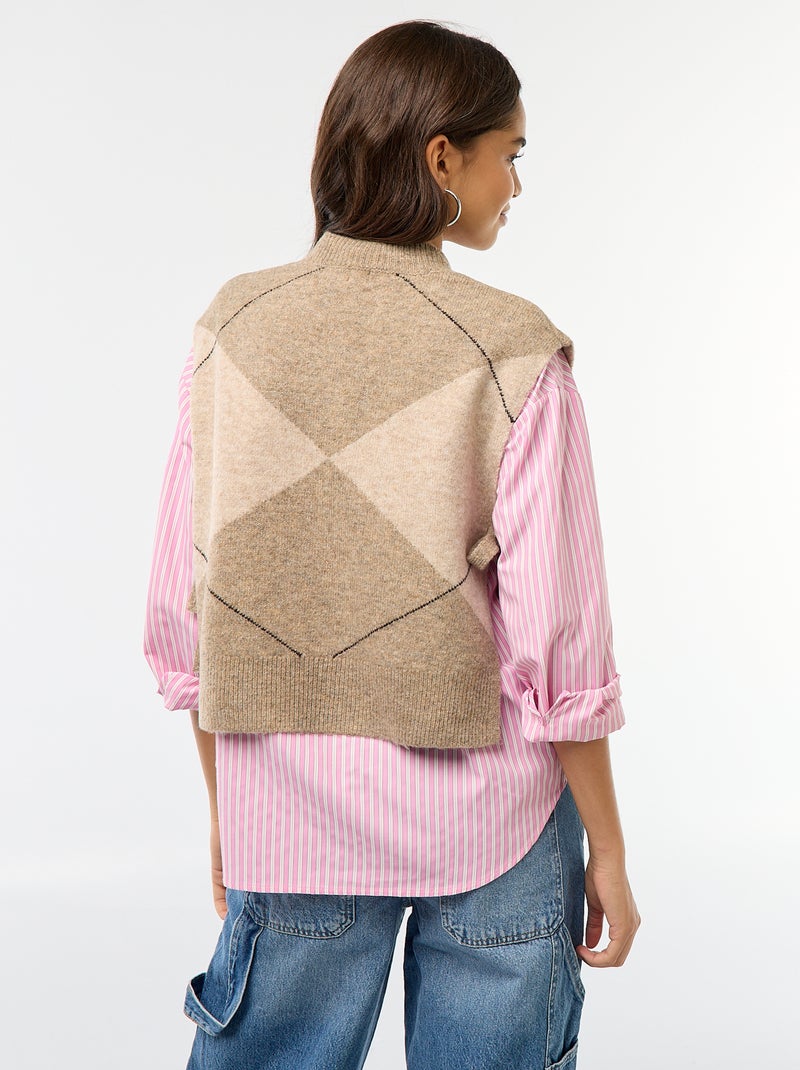 Sleeveless Sweater with Side Tie Details Beige - Kiabi