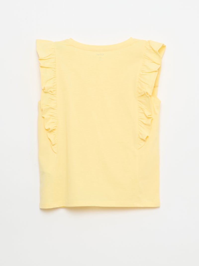 Sleeveless T-shirt with Ruffles Yellow - Kiabi