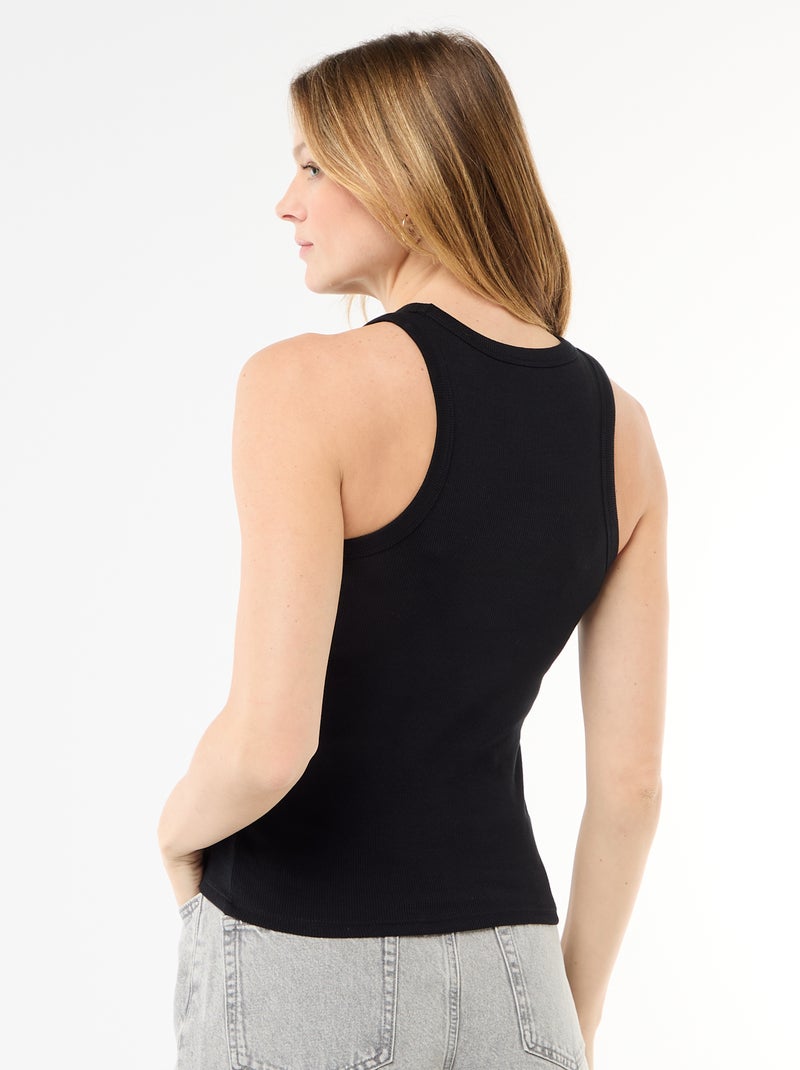 Sleeveless Tank Top with American Armholes Black - Kiabi