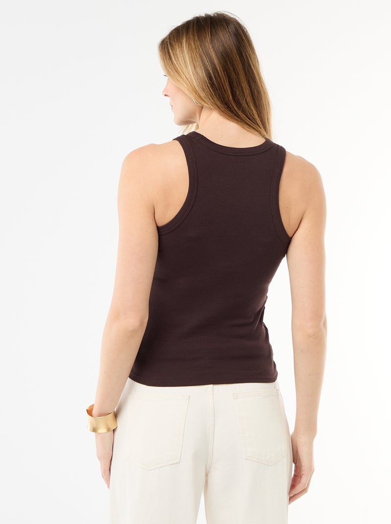 Sleeveless Tank Top with American Armholes Brown - Kiabi