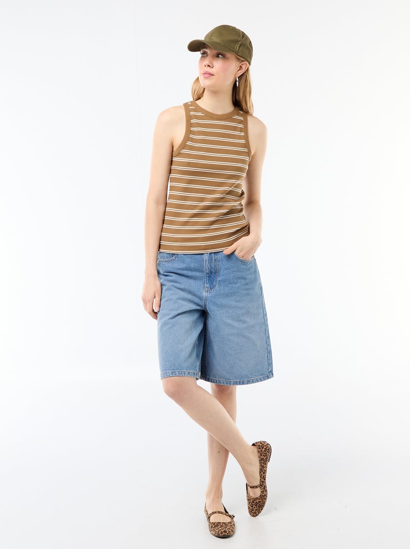 Sleeveless Tank Top with American Armholes Brown - Kiabi