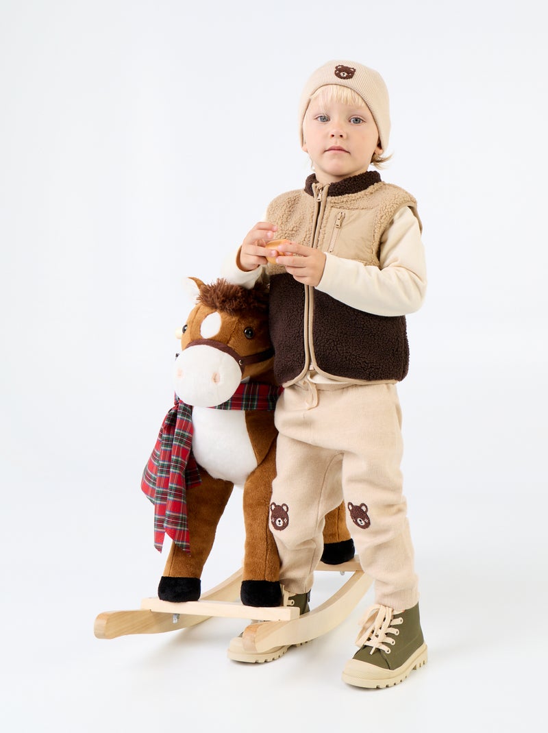 Sleeveless Teddy Effect Gilet Brown - Kiabi